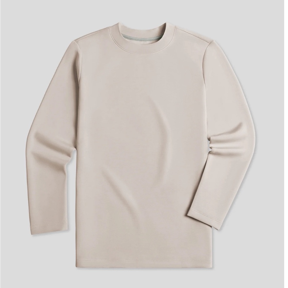 NWT Fioboc Modal Blend Elbow Patch Long Sleeve Tee:Slim Fit Cream XL